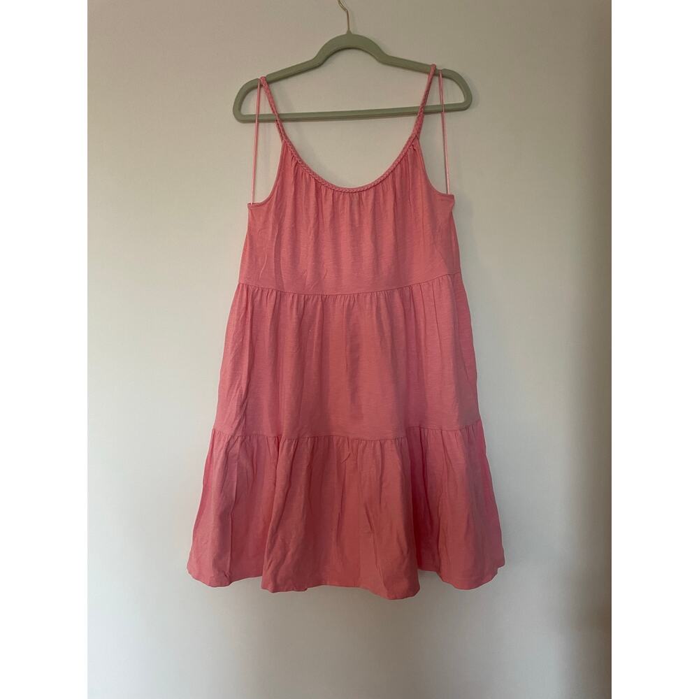 Old Navy Braided-Strap Tiered Mini Swing Dress in Heartfelt Pink - Size M Tall